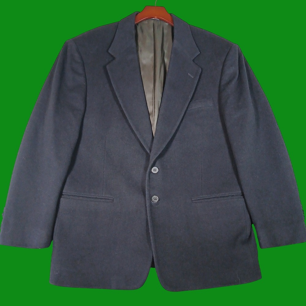 Merit Sport Coat Mens 42S Blazer Navy Blue Wool Cashmere Italian Fabric